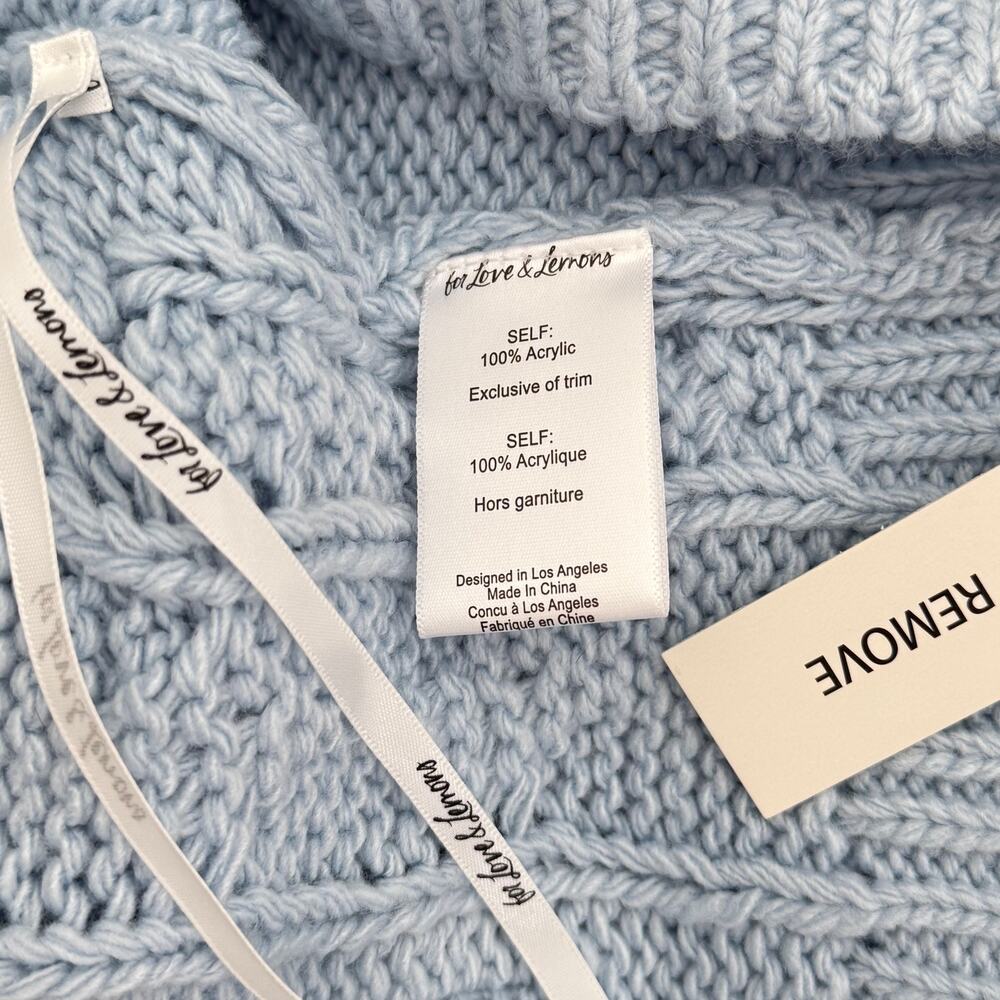 NWT FOR LOVE & LEMONS Rebecca Heart Sweater Size S & M in Blue Knit Turtle Neck - Picture 11 of 11